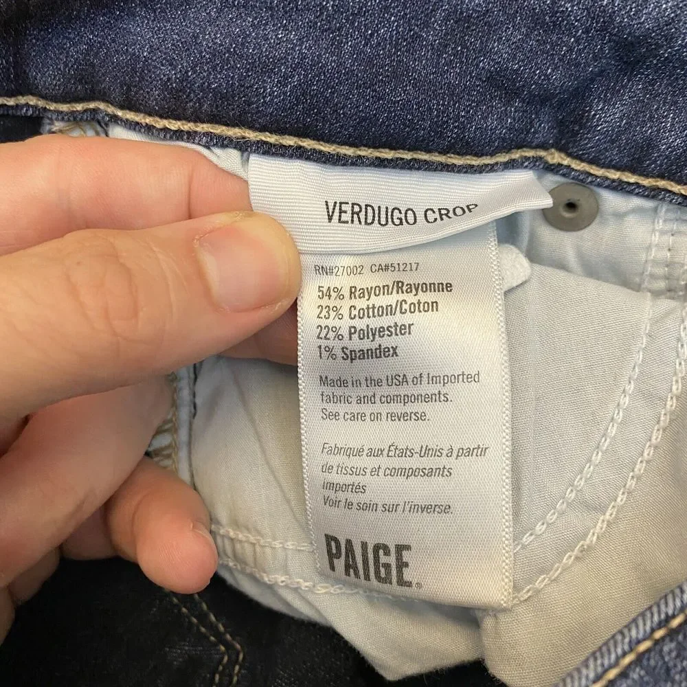 Paige Jeans Womens 26 Verdugo Crop Skinny Stretch Blue Denim Pants‎